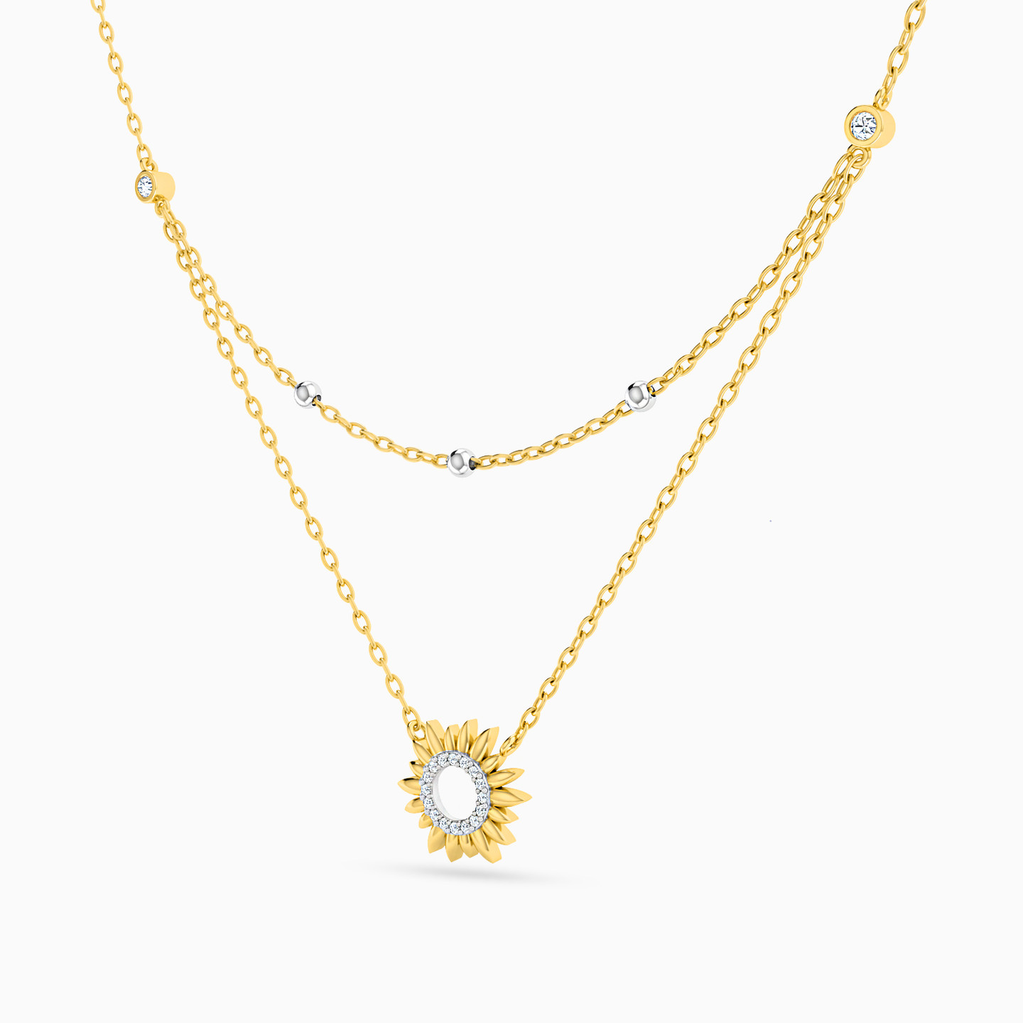 Sun Layered Necklace in 18K Gold - 2 Sun Layered Necklace in 18K Gold - 2