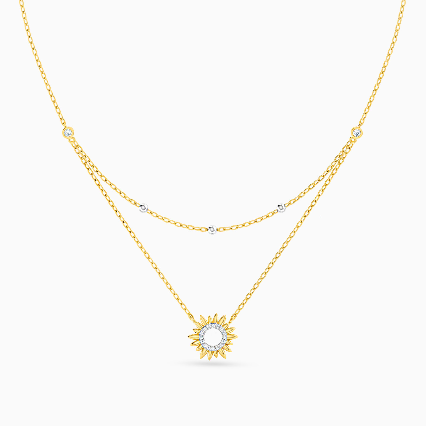 Sun Layered Necklace in 18K Gold - 3 Sun Layered Necklace in 18K Gold - 3