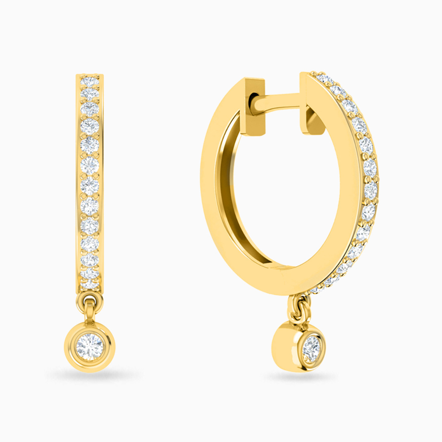 18K Gold Diamond Hoop Earrings