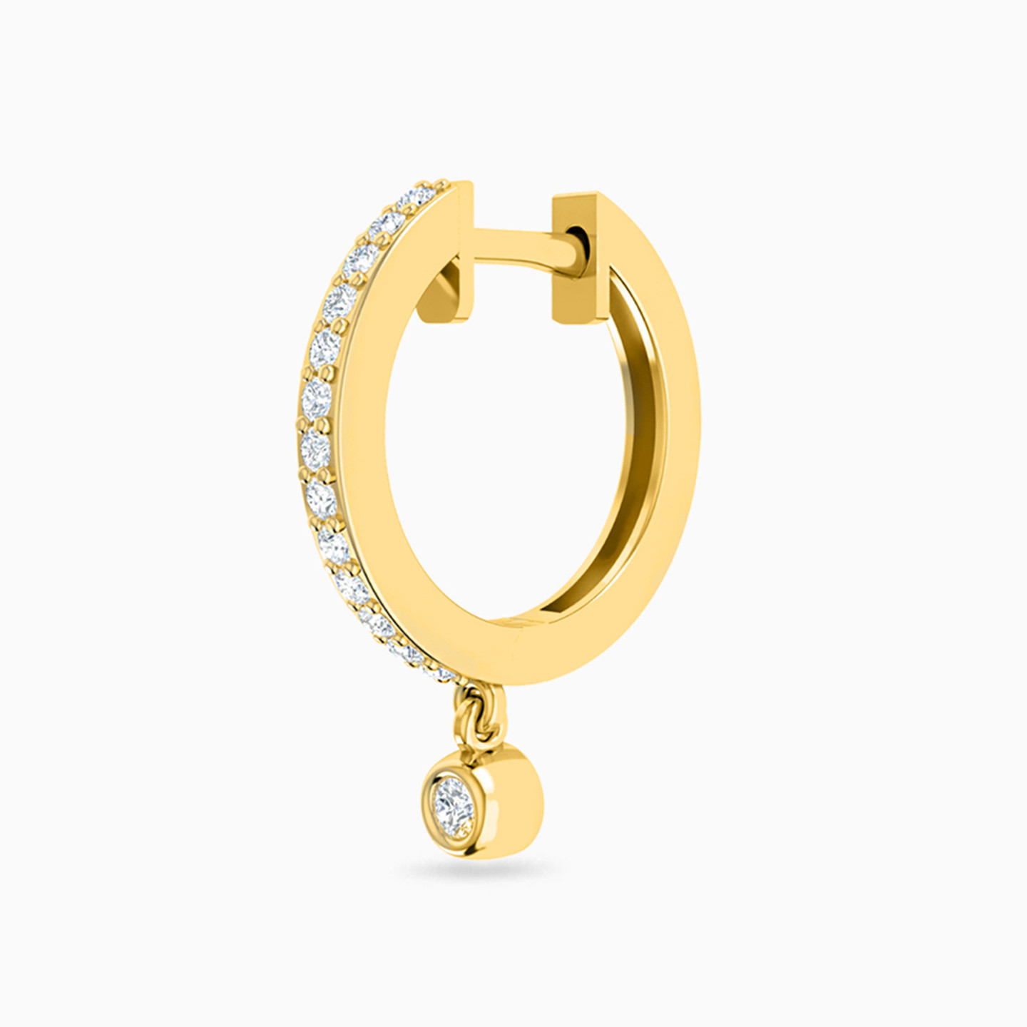 18K Gold Diamond Hoop Earrings - 3