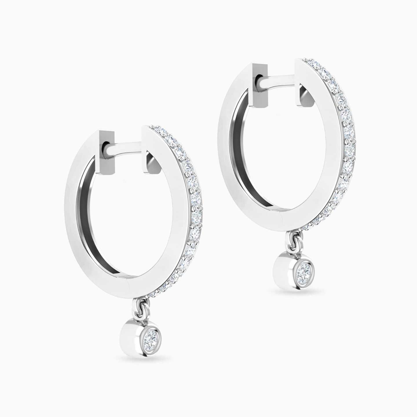 Circle Diamonds Hoop Earrings in 18K Gold - 2 Circle Diamonds Hoop Earrings in 18K Gold - 2