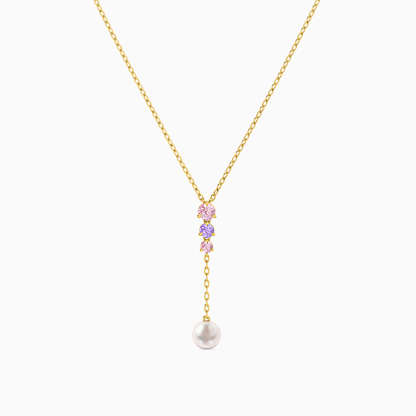 سلسلة ذهب لؤلؤ دائري عيار 18 قيراط مزينة بالأحجار الملونة - 3 سلسلة ذهب لؤلؤ دائري عيار 18 قيراط مزينة بالأحجار الملونة - 3