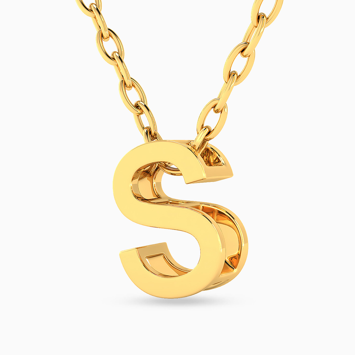 Letter S Necklace in 18K Gold - 2 Letter S Necklace in 18K Gold - 2