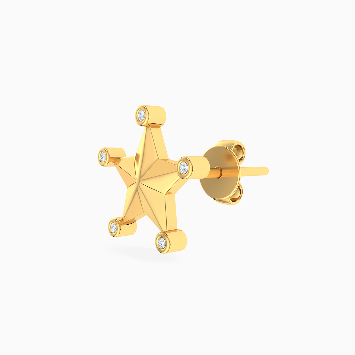 Star Diamonds Stud Earrings in 18K Gold - 3 Star Diamonds Stud Earrings in 18K Gold - 3