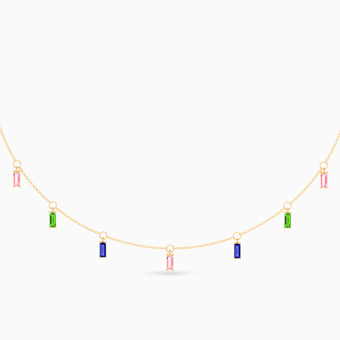 Baguette Colored Stones Necklace in 18K Gold Baguette Colored Stones Necklace in 18K Gold
