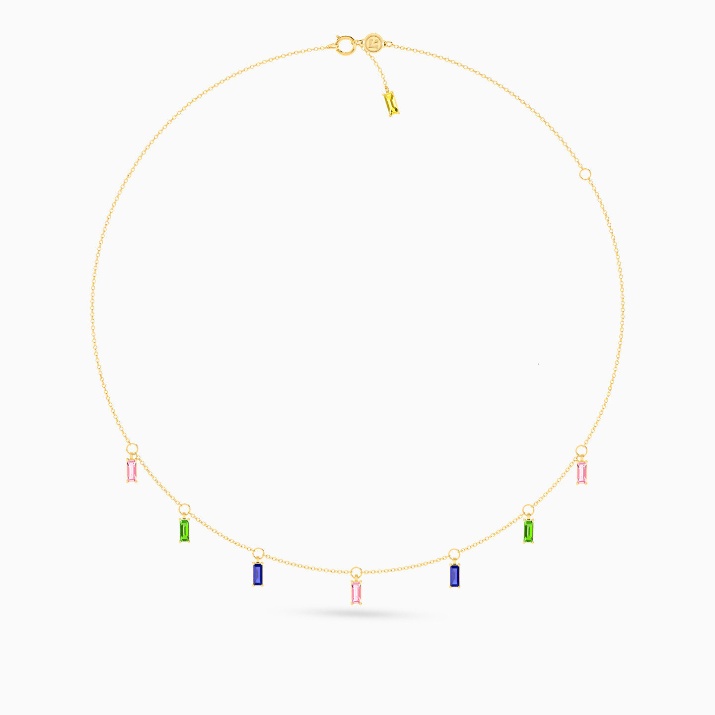 Baguette Colored Stones Necklace in 18K Gold - 3 Baguette Colored Stones Necklace in 18K Gold - 3