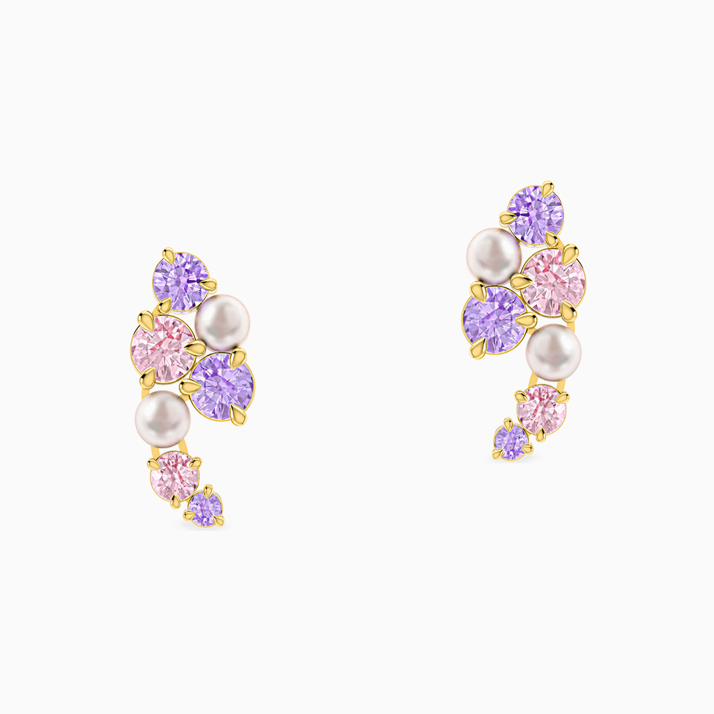 18K Gold Colored Stones Stud Earrings