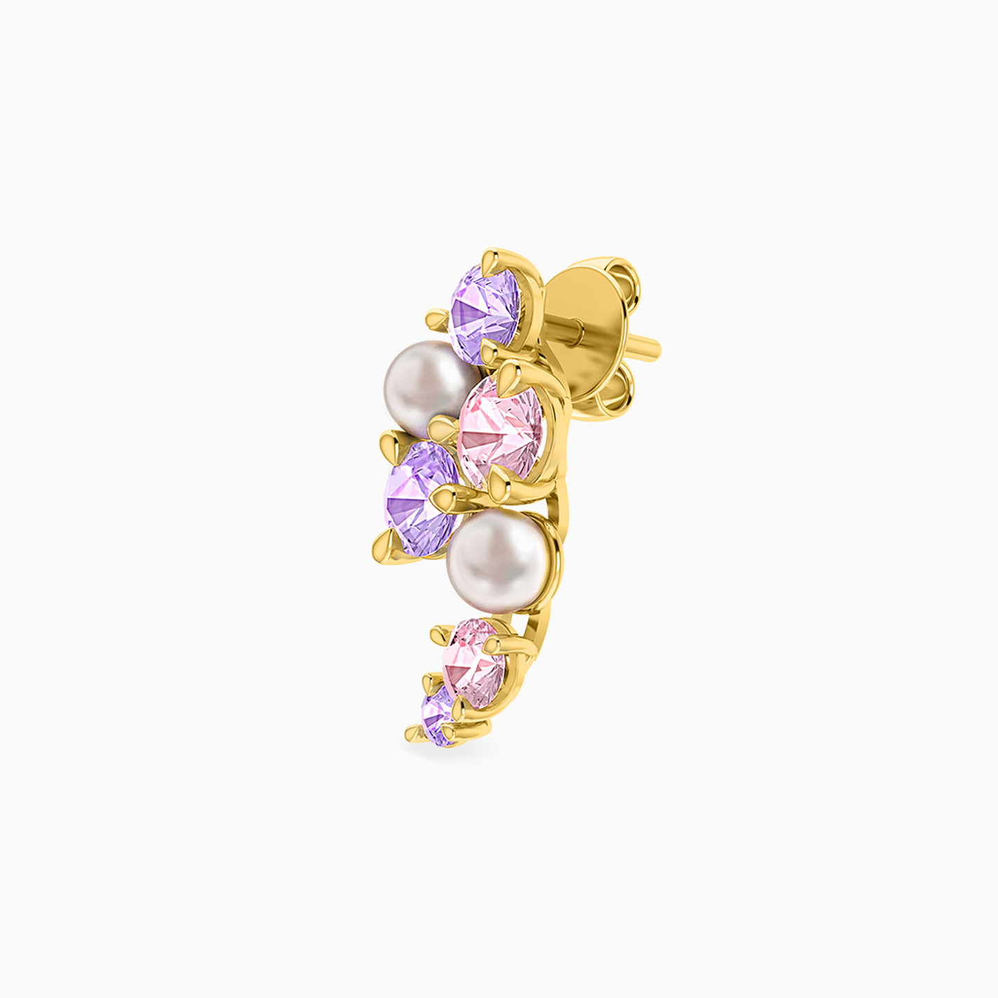 18K Gold Colored Stones Stud Earrings - 3