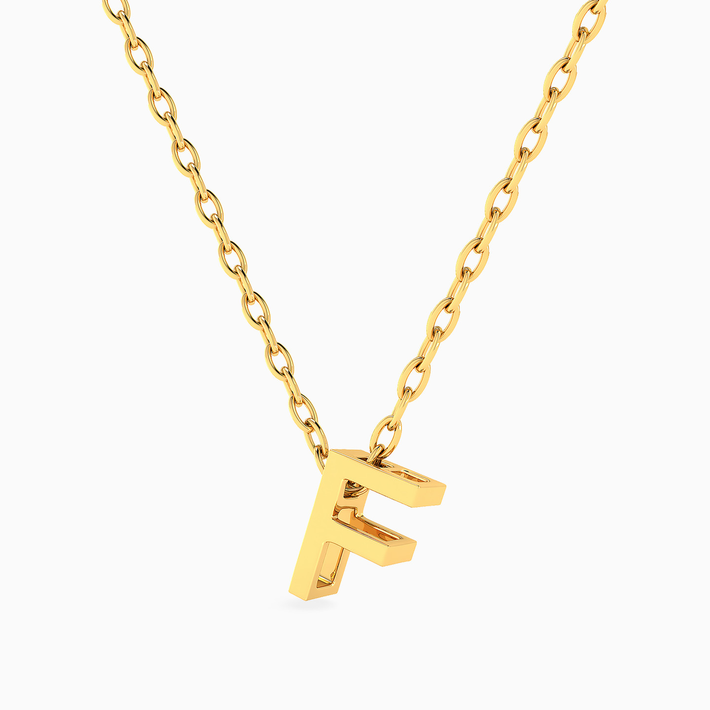 Letter F Necklace In 18K Gold - 2 Letter F Necklace In 18K Gold - 2