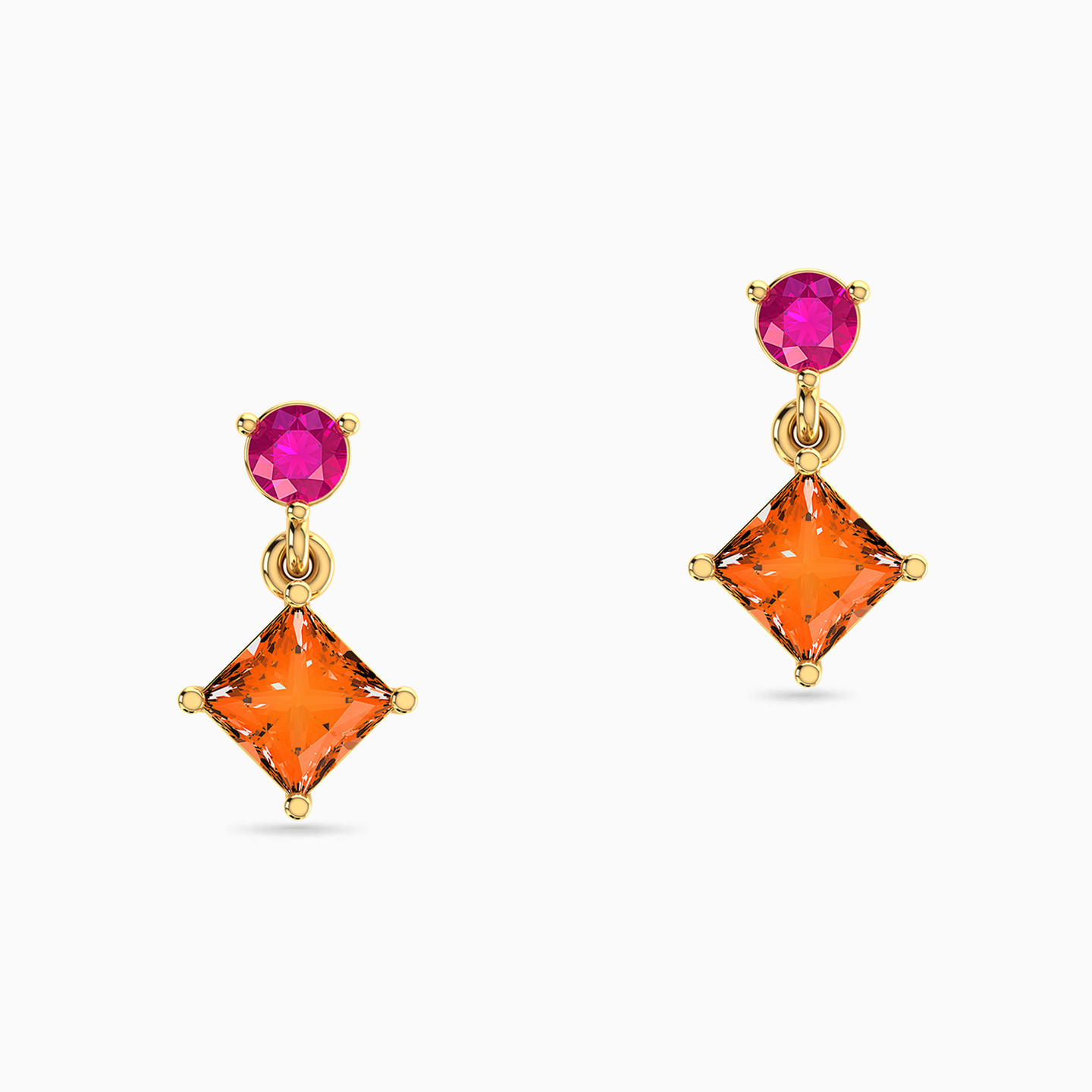 18K Gold Colored Stones Drop Earrings