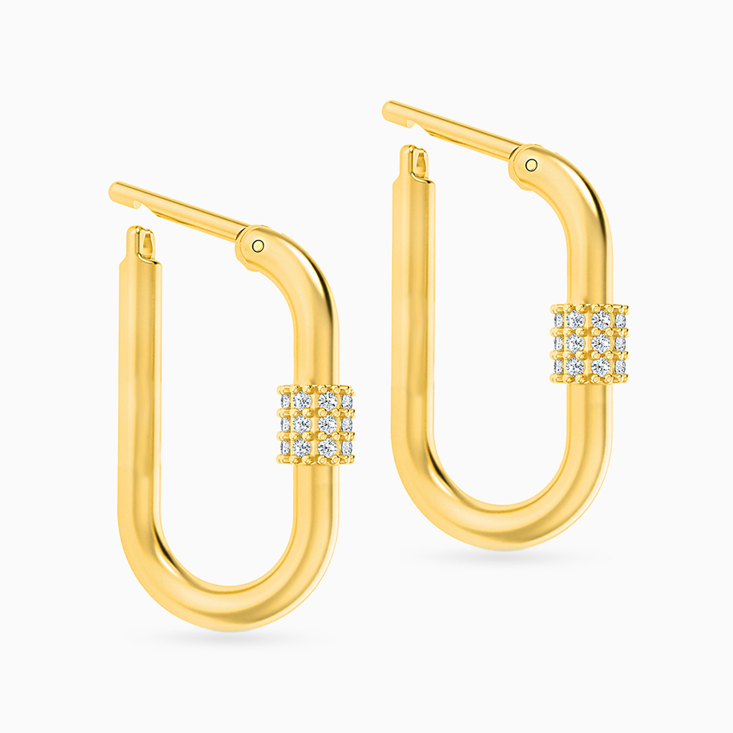 Rectangle Diamonds Hoop Earrings in 18K Gold - 2 Rectangle Diamonds Hoop Earrings in 18K Gold - 2
