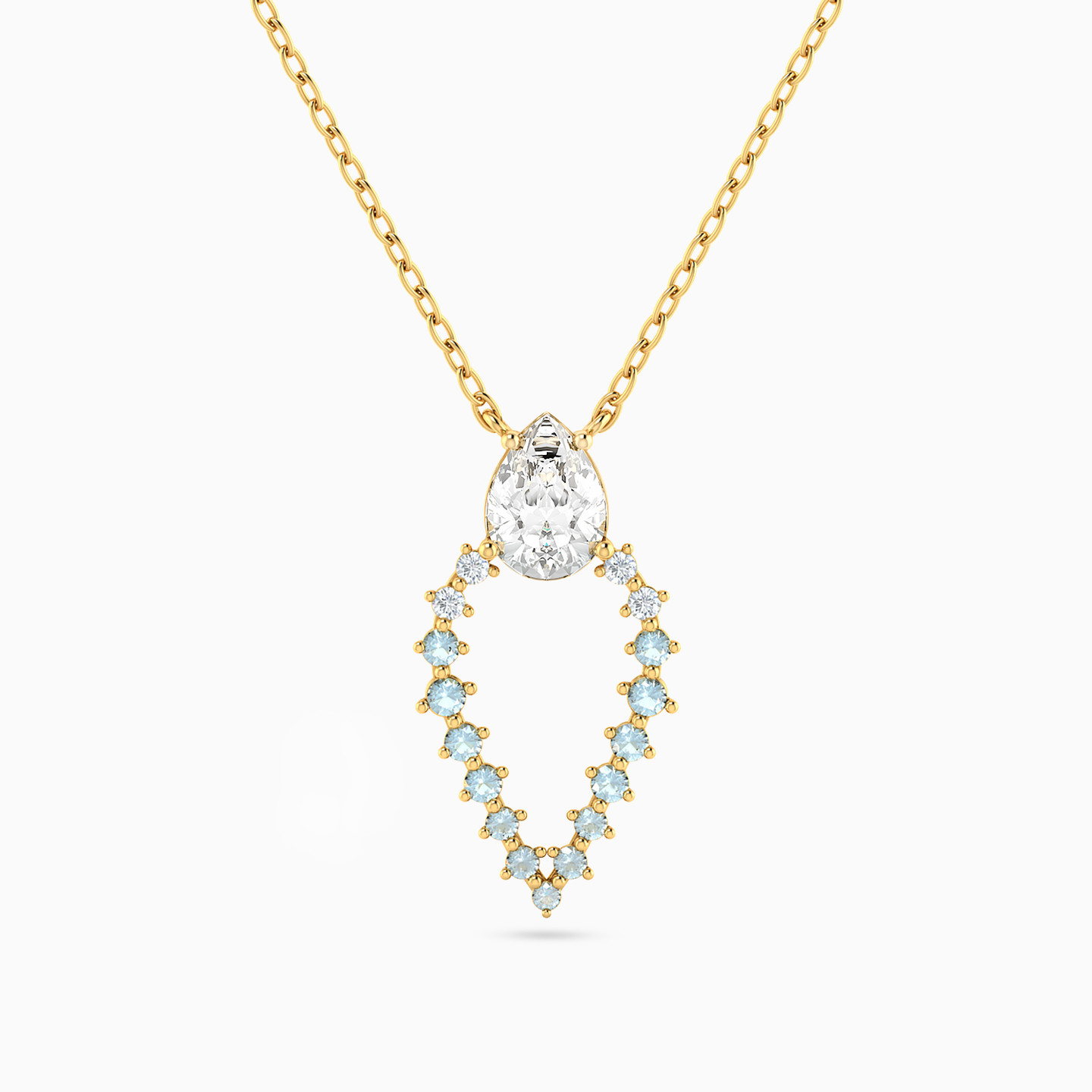 18K Gold Colored Stones Pendant Necklace