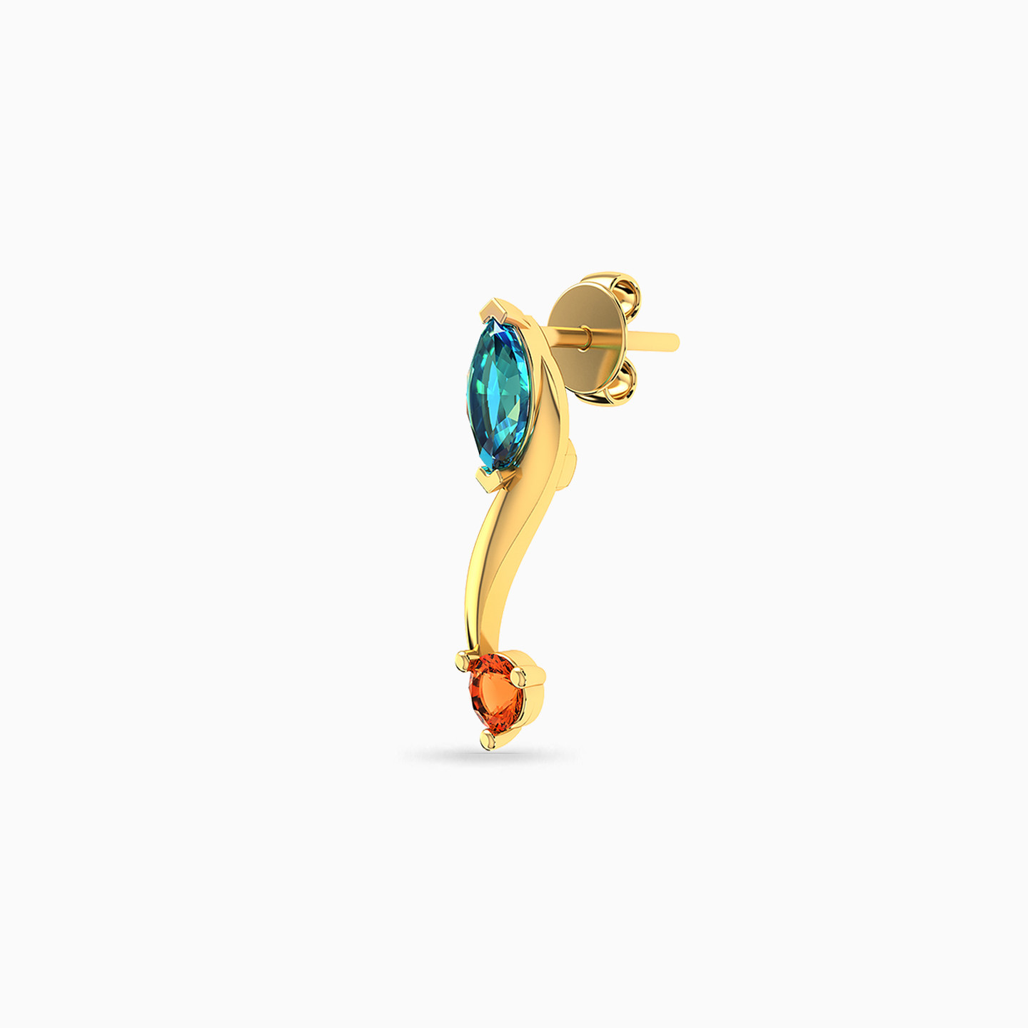 Marquise Colored Stones Stud Earrings in 18K Gold - 3 Marquise Colored Stones Stud Earrings in 18K Gold - 3