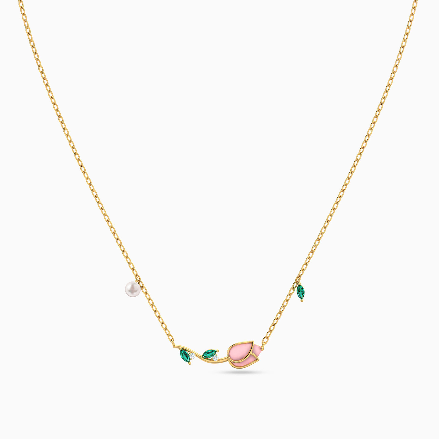 Tulip Colored Stones Necklace in 18K Gold - 3 Tulip Colored Stones Necklace in 18K Gold - 3