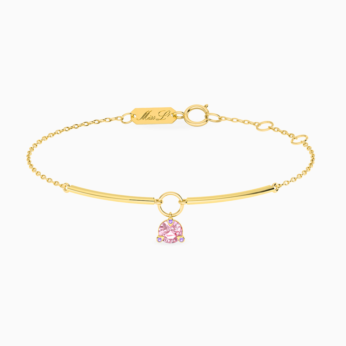 18K Gold Colored Stones Chain Bracelet