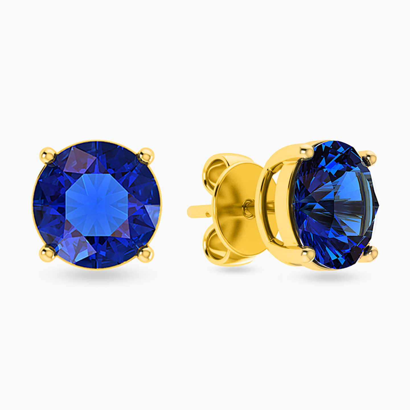 18K Gold Colored Stones Stud Earrings - 2