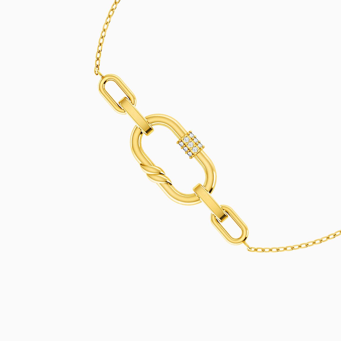 أسورة ذهب بيضاوية عيار 18 قيراط مزينة بالألماس - 3 أسورة ذهب بيضاوية عيار 18 قيراط مزينة بالألماس - 3