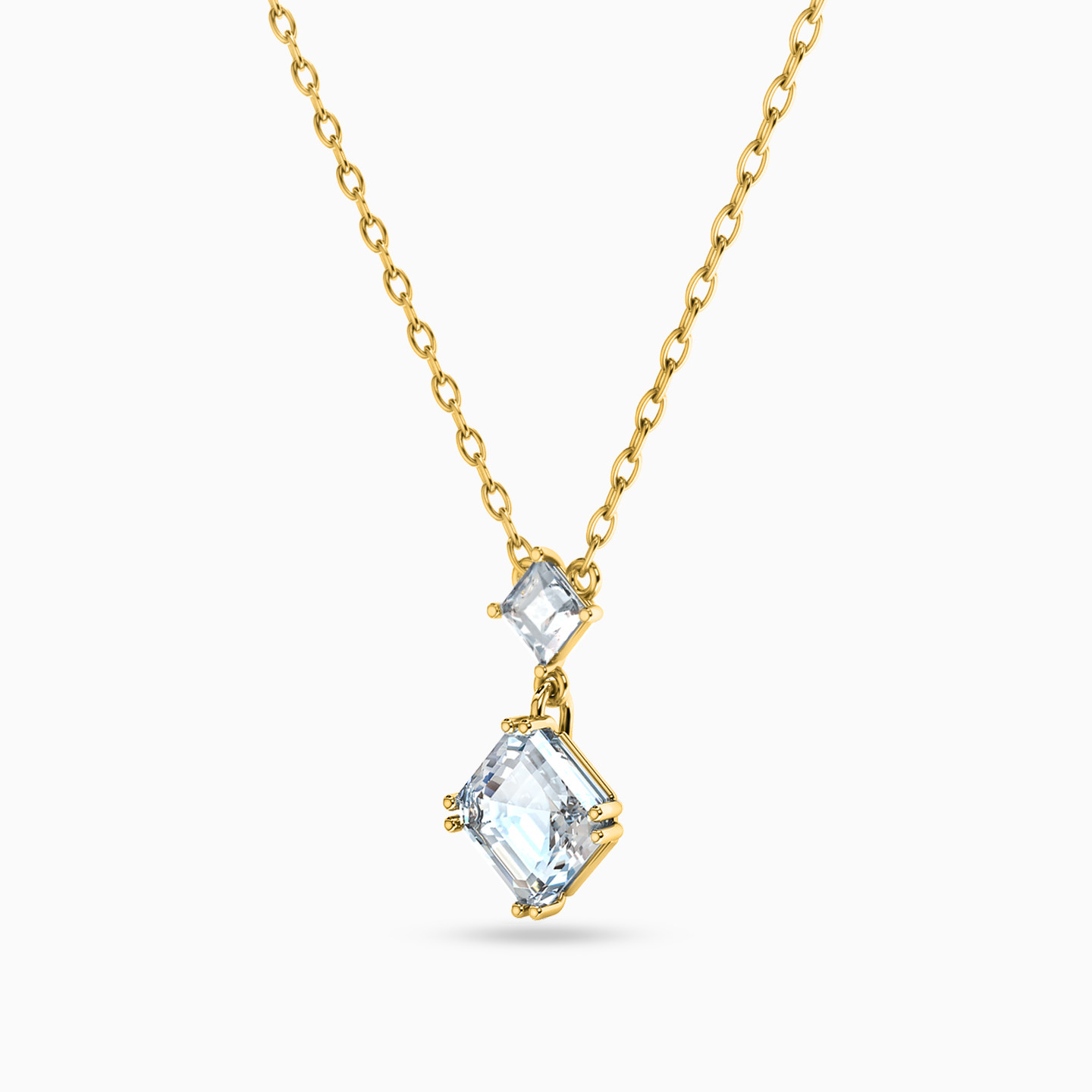 Square Cubic Zirconia Necklace in 14K Gold - 2 Square Cubic Zirconia Necklace in 14K Gold - 2