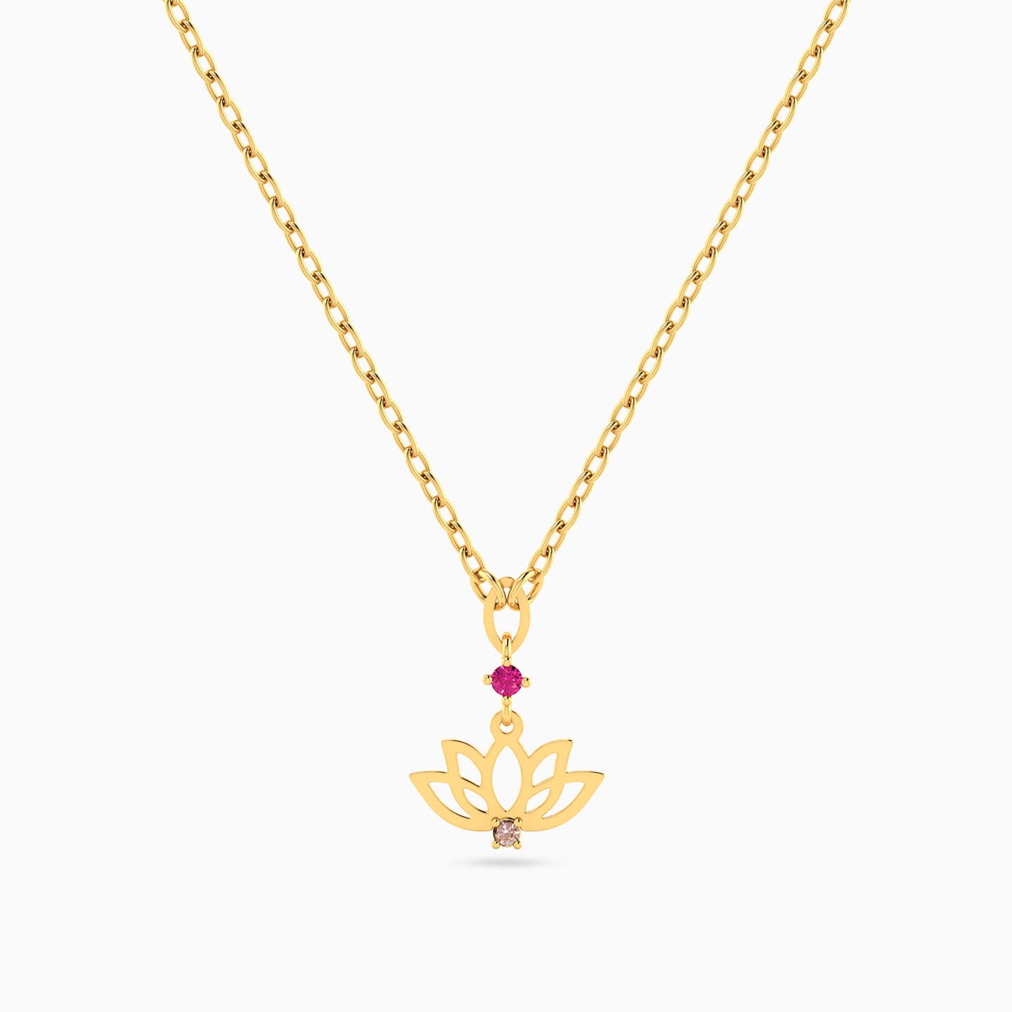 18K Gold Colored Stones Pendant Necklace