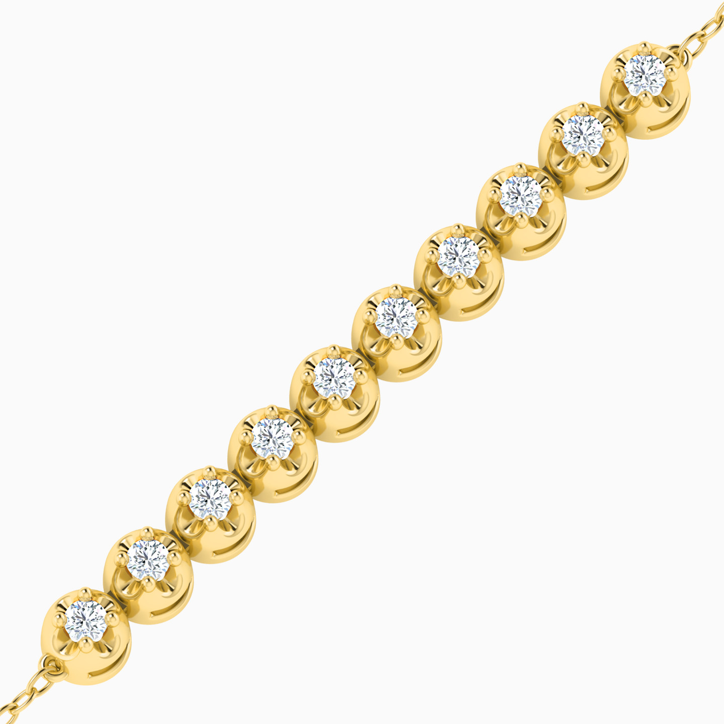 18K Gold Diamond Chain Bracelet - 3