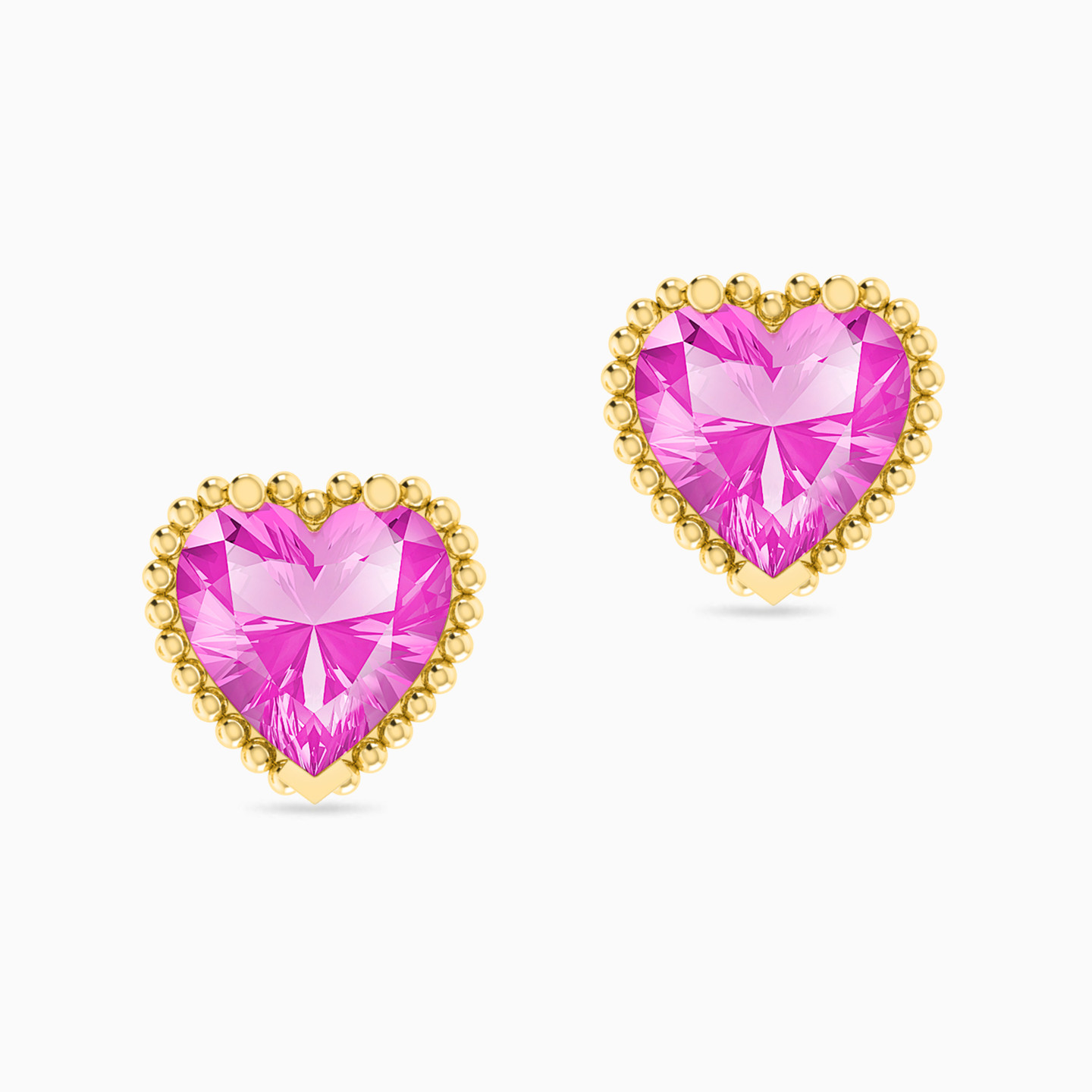 Heart Rose Stone Stud Earrings in 18K Gold Heart Rose Stone Stud Earrings in 18K Gold