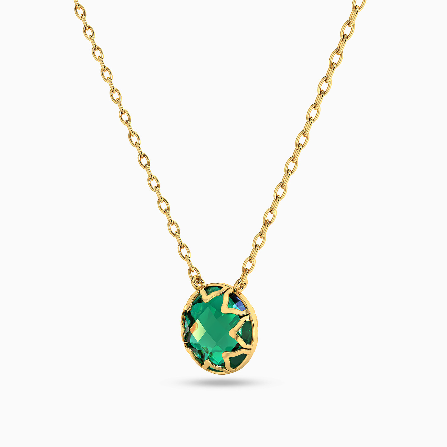 Circle Green Stones Necklace in 18K Gold - 2 Circle Green Stones Necklace in 18K Gold - 2