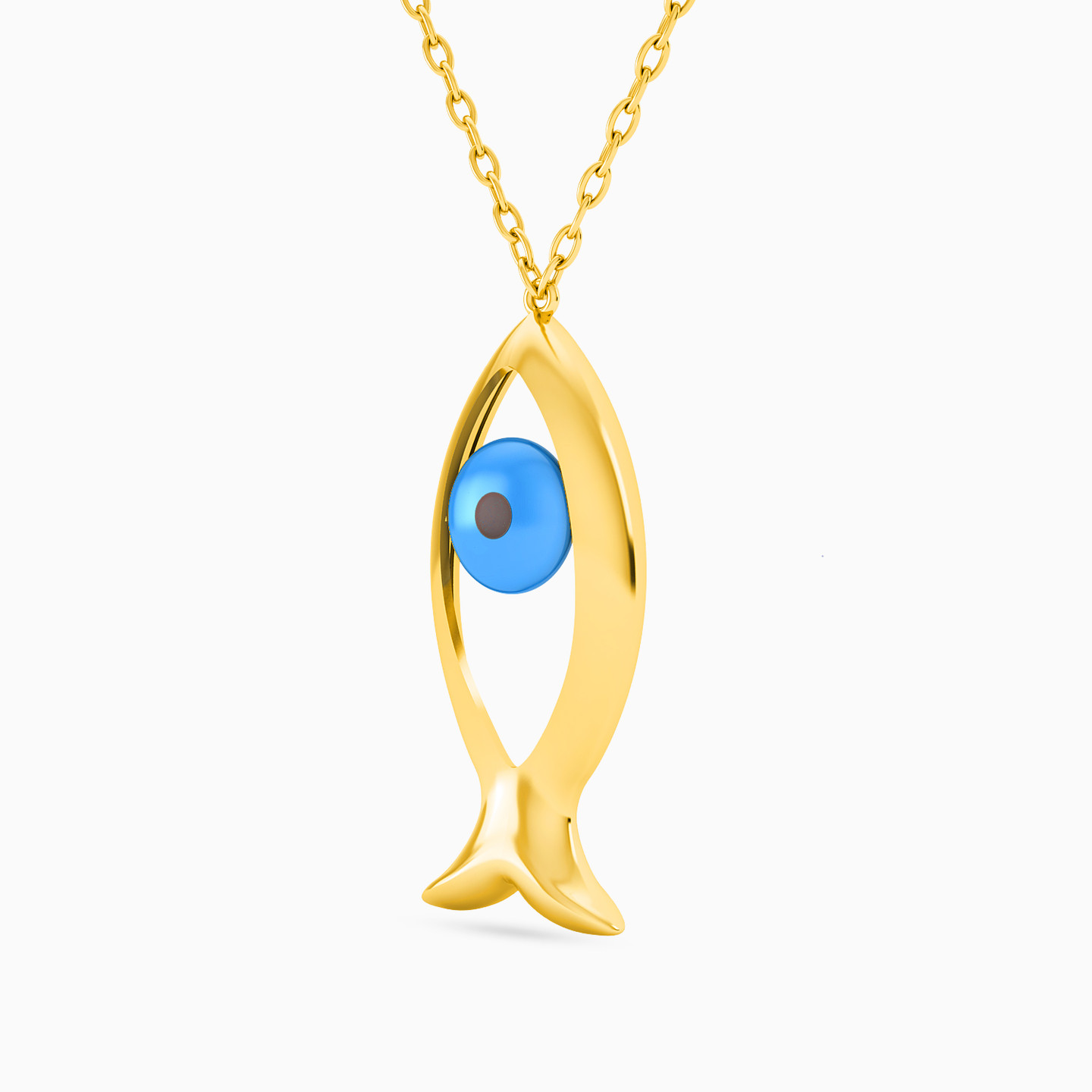 Evil Eye Colored Stones Necklace in 18K Gold - 2 Evil Eye Colored Stones Necklace in 18K Gold - 2
