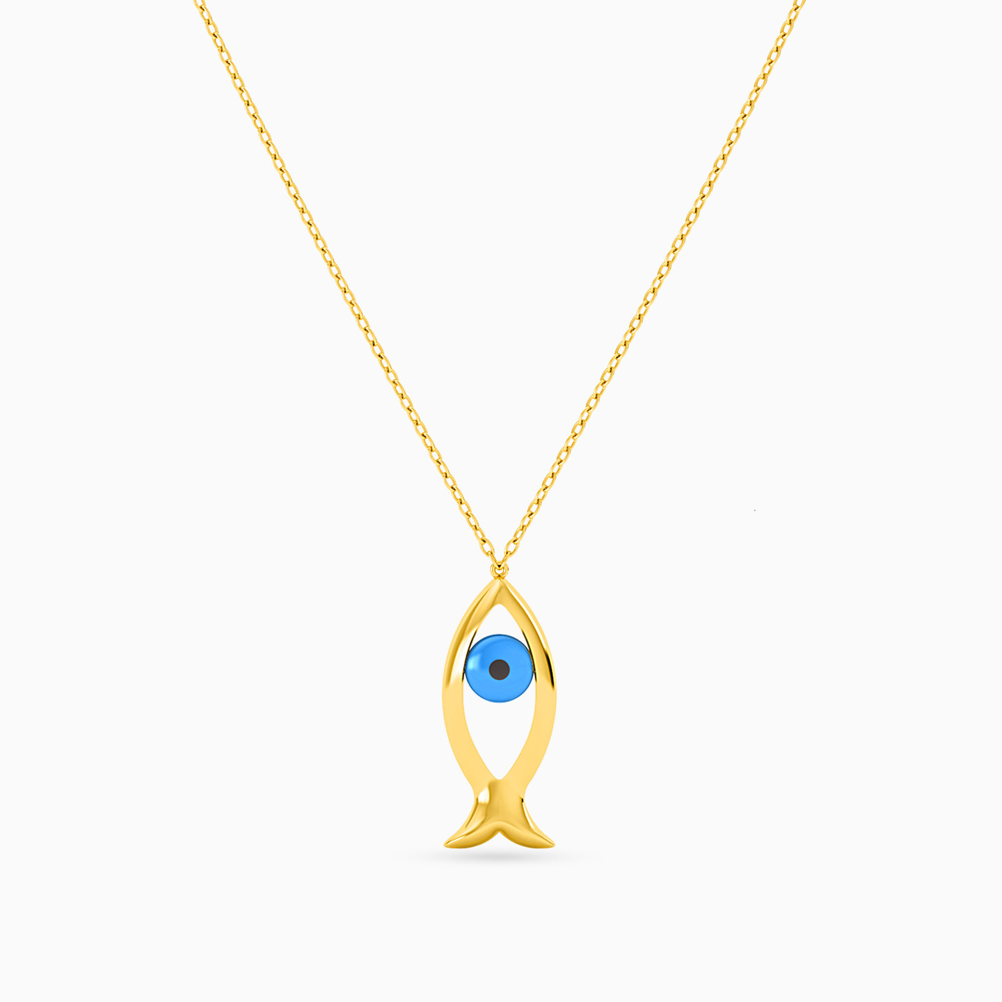 Evil Eye Colored Stones Necklace in 18K Gold - 3 Evil Eye Colored Stones Necklace in 18K Gold - 3