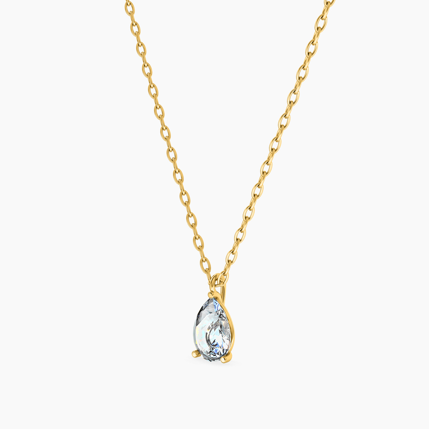 Pear Cubic Zirconia Necklace in 14K Gold - 2 Pear Cubic Zirconia Necklace in 14K Gold - 2