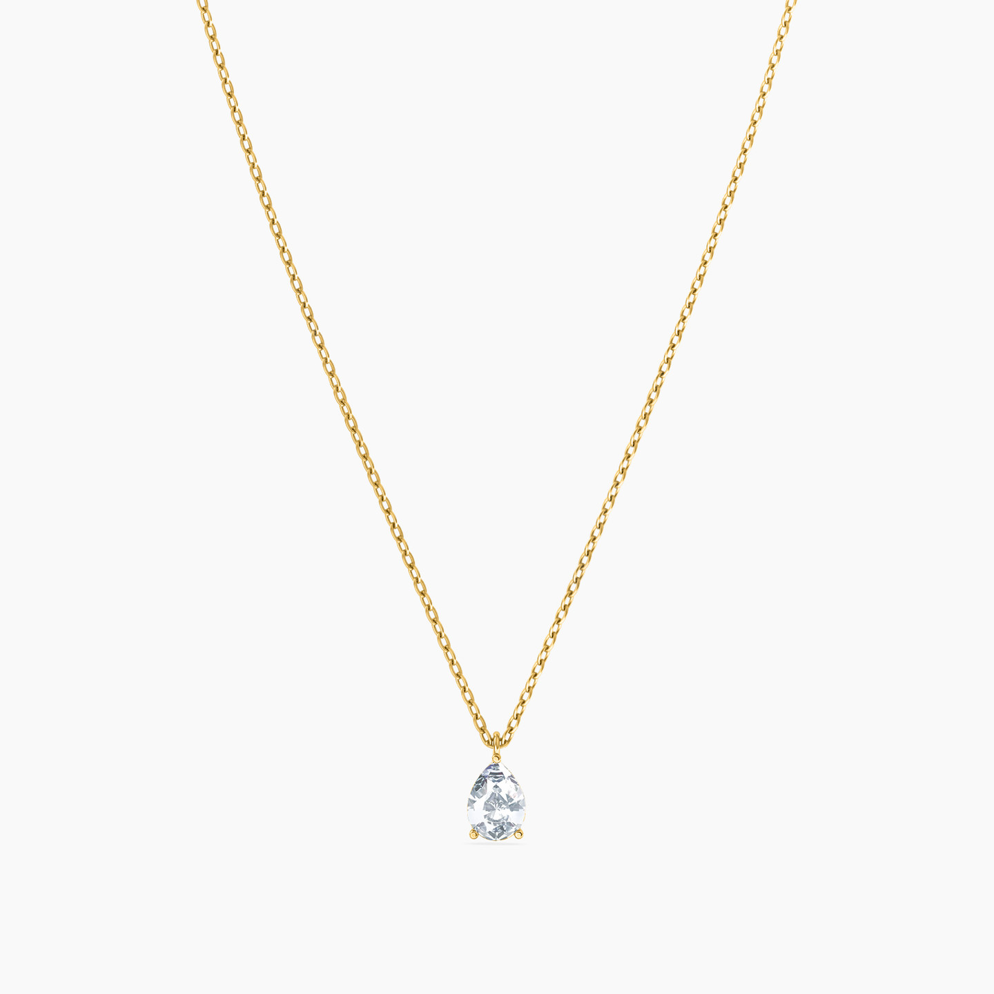Pear Cubic Zirconia Necklace in 14K Gold - 3 Pear Cubic Zirconia Necklace in 14K Gold - 3