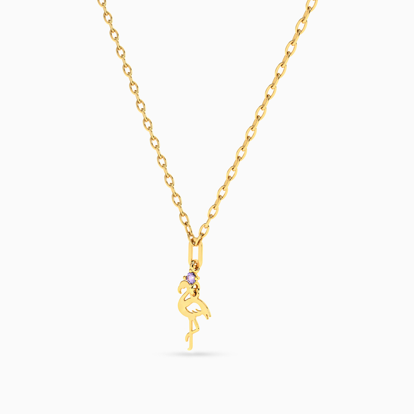 Flamingo Purple Stone Necklace in 18K Gold - 2