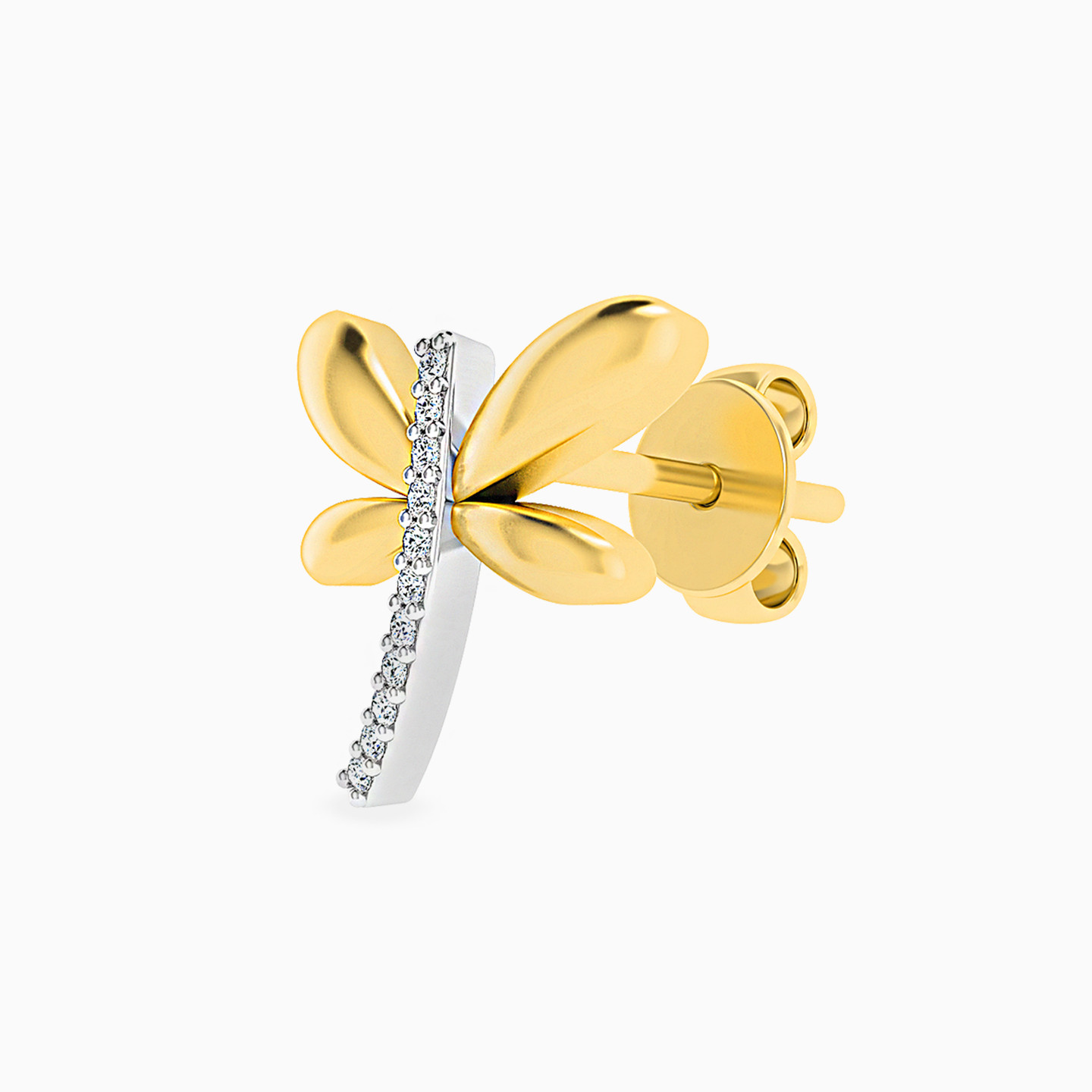 Butterfly Diamonds Stud Earrings in 18K Gold - 2 Butterfly Diamonds Stud Earrings in 18K Gold - 2