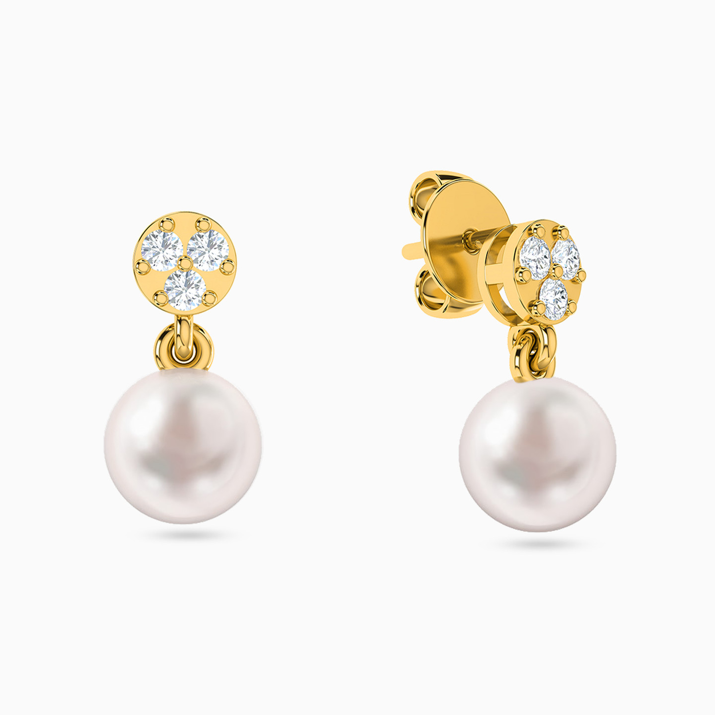 Round Pearls & Colored Stones Full Set in 18K Gold (4 Pieces) - 5 Round Pearls & Colored Stones Full Set in 18K Gold (4 Pieces) - 5