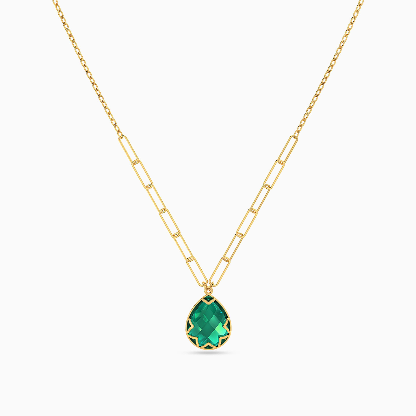 18K Gold Colored Stones Pendant Necklace - 3