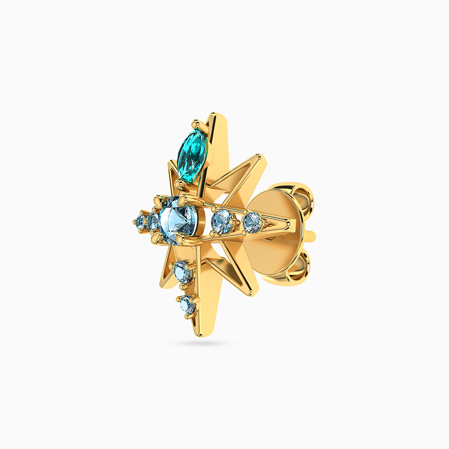 18K Gold Colored Stones Stud Earrings - 3