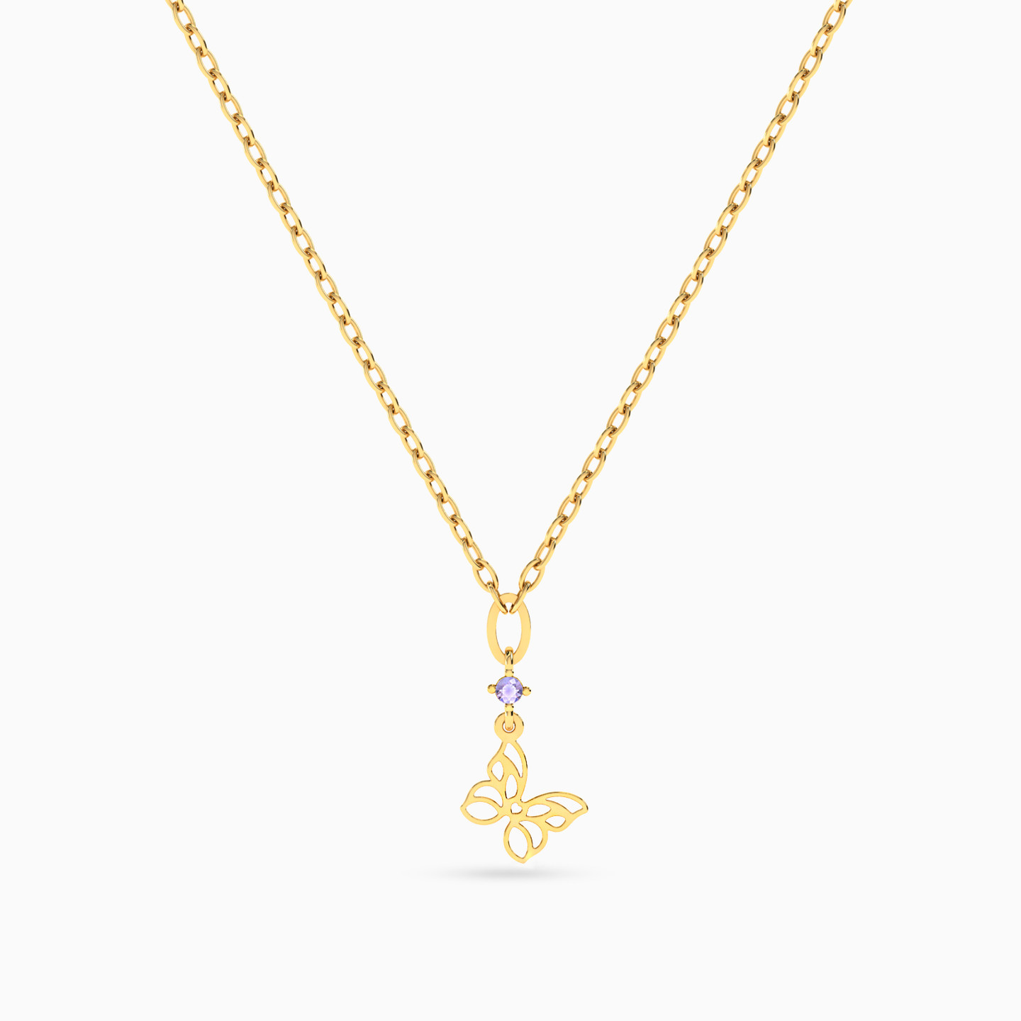 18K Gold Colored Stones Pendant Necklace