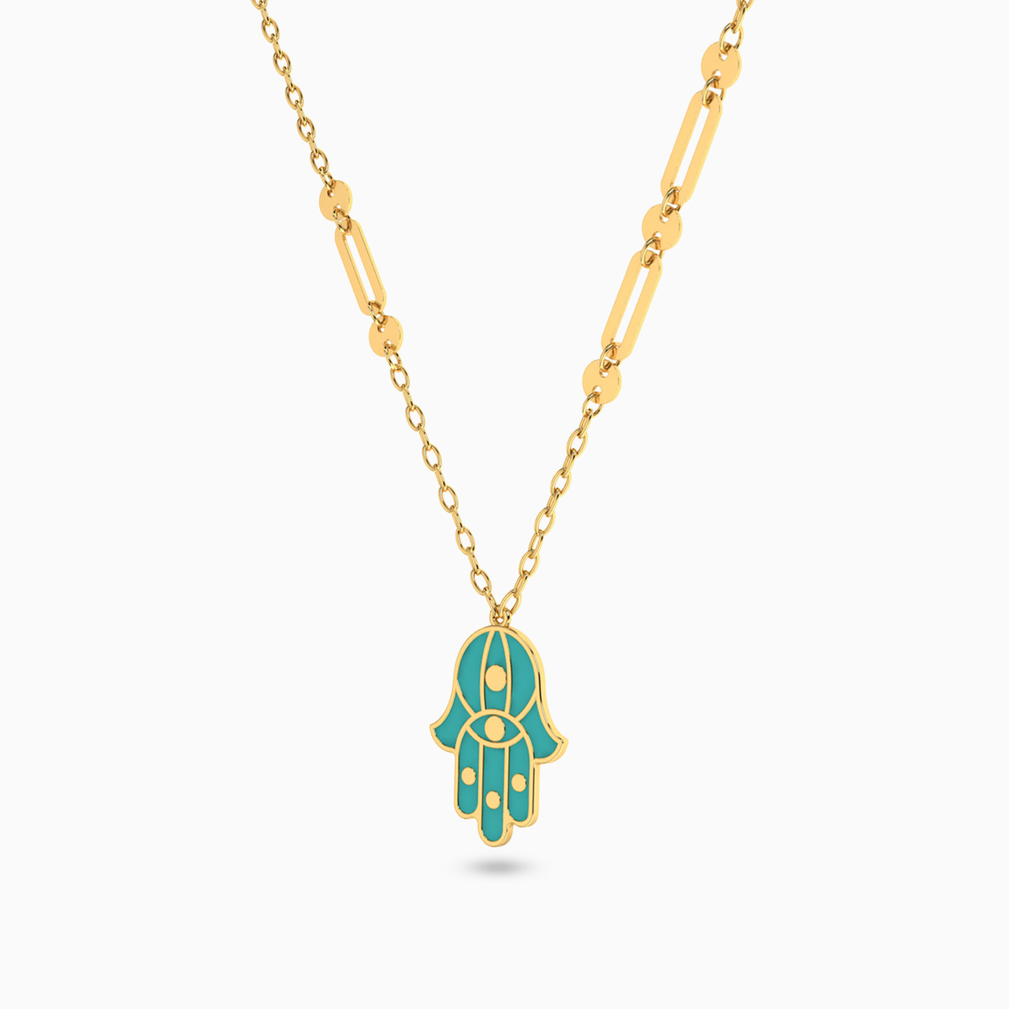 Hamsa Green Stones Necklace in 18K Gold - 2 Hamsa Green Stones Necklace in 18K Gold - 2