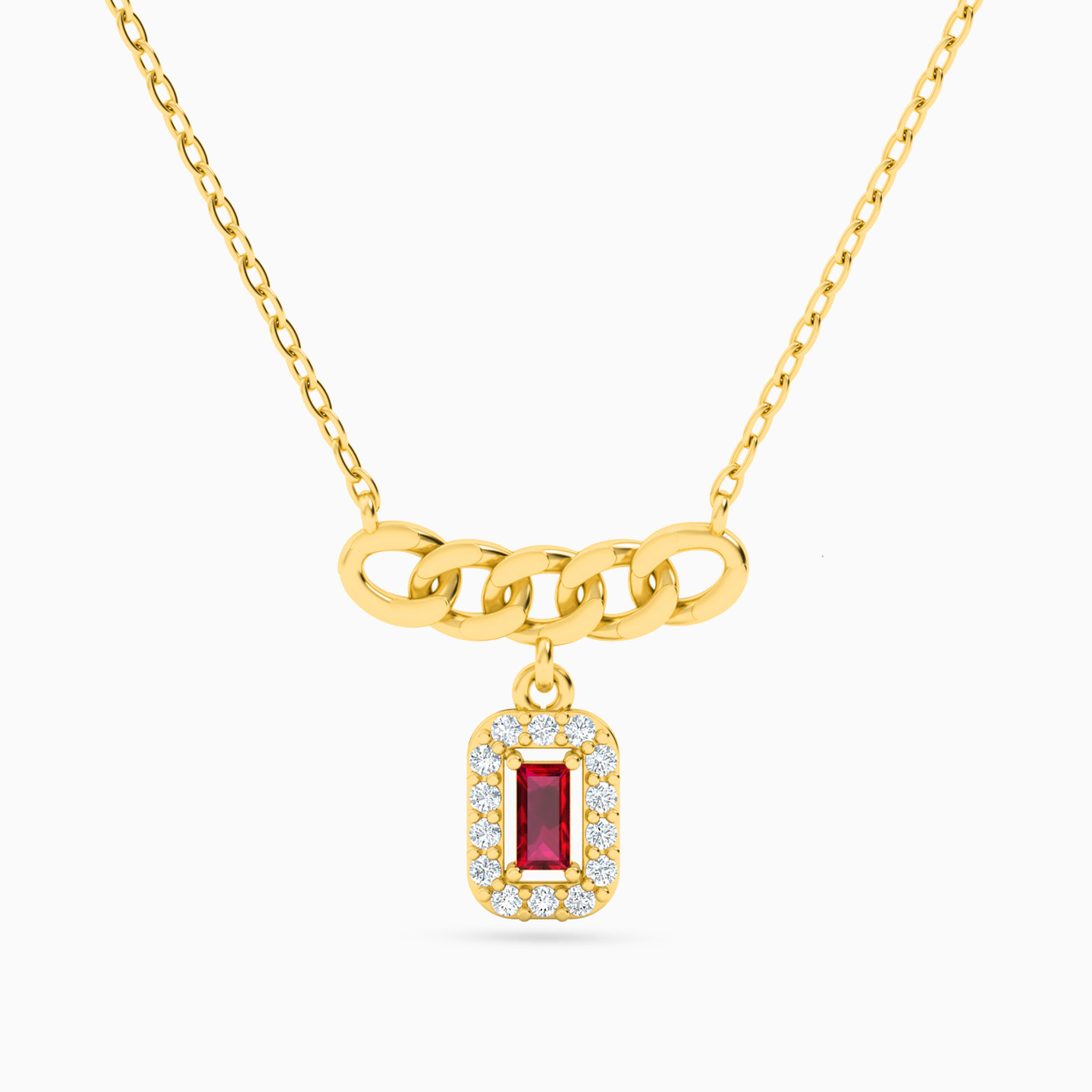 18K Gold Colored Stones Pendant Necklace