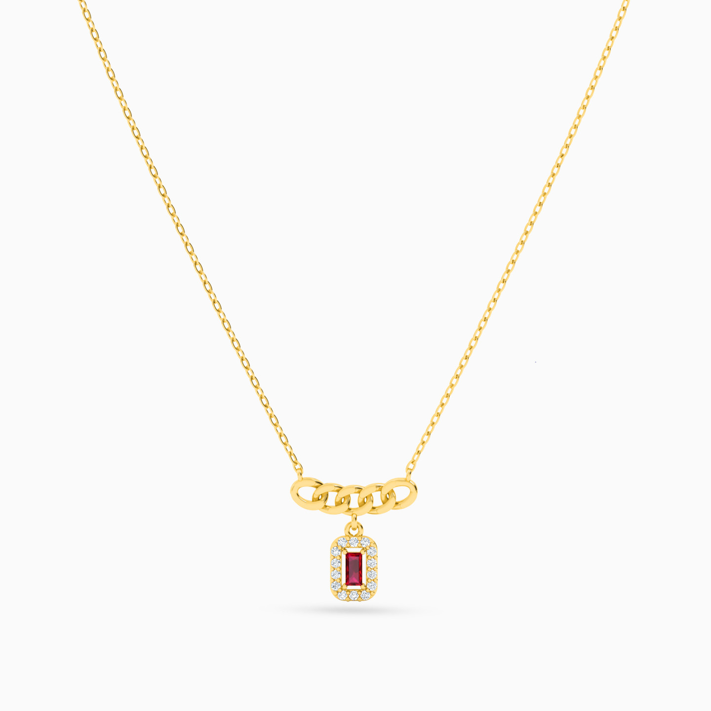 18K Gold Colored Stones Pendant Necklace - 3