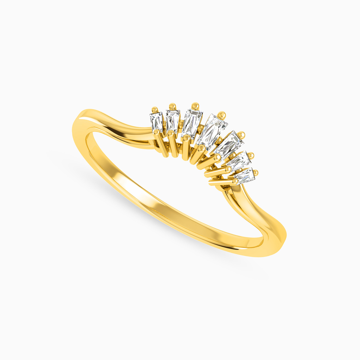 خاتم ذهب تاج عيار 18 قيراط مزين بالألماس - 4 خاتم ذهب تاج عيار 18 قيراط مزين بالألماس - 4