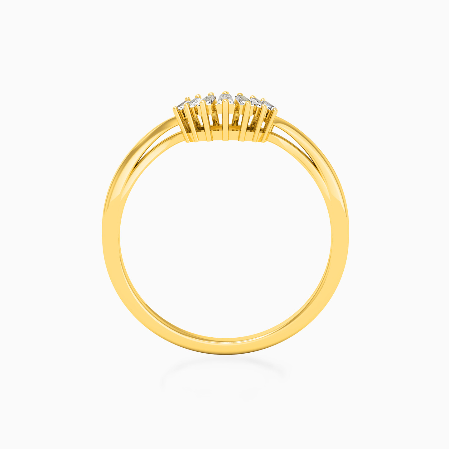 خاتم ذهب تاج عيار 18 قيراط مزين بالألماس - 5 خاتم ذهب تاج عيار 18 قيراط مزين بالألماس - 5