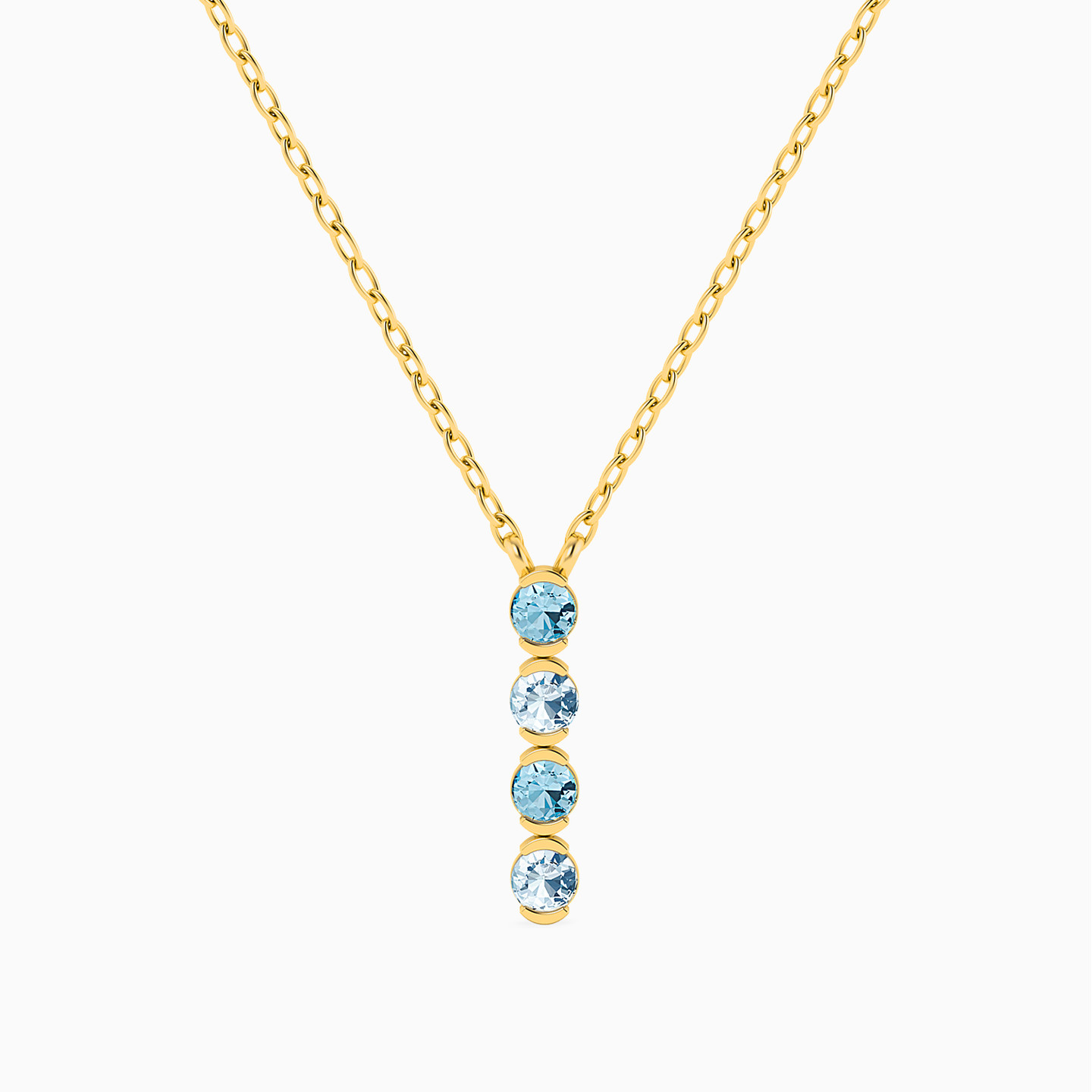 18K Gold Colored Stones Pendant Necklace