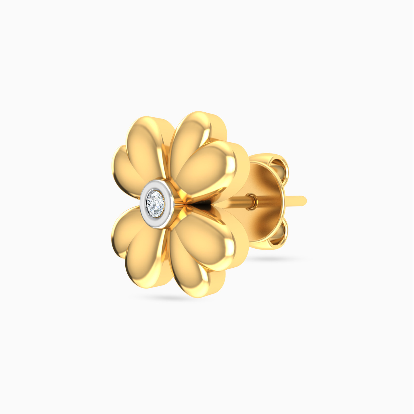 Flower Diamonds Stud Earrings in 18K Gold - 3 Flower Diamonds Stud Earrings in 18K Gold - 3