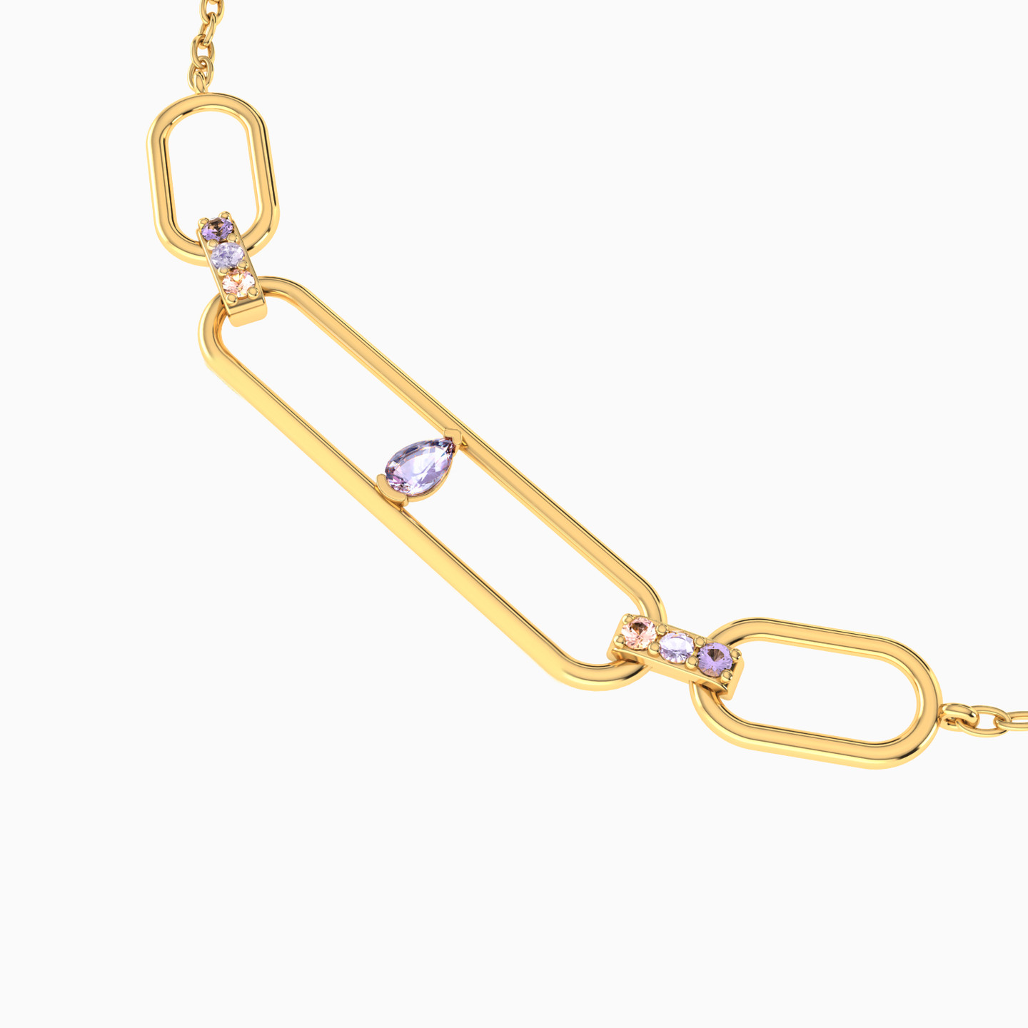 Links Purple Stone Chain Bracelet in 18K Gold