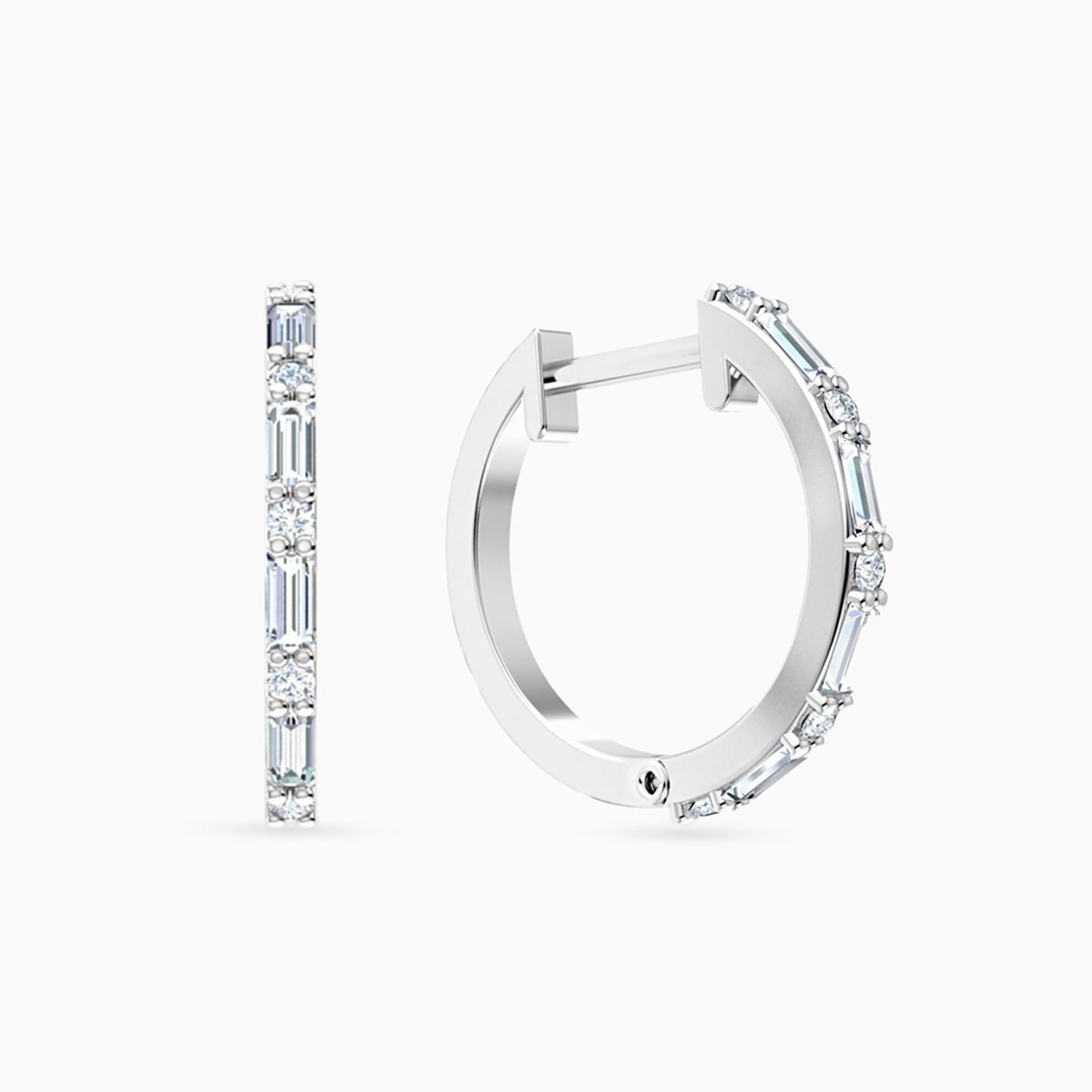 18K Gold Diamond Hoop Earrings