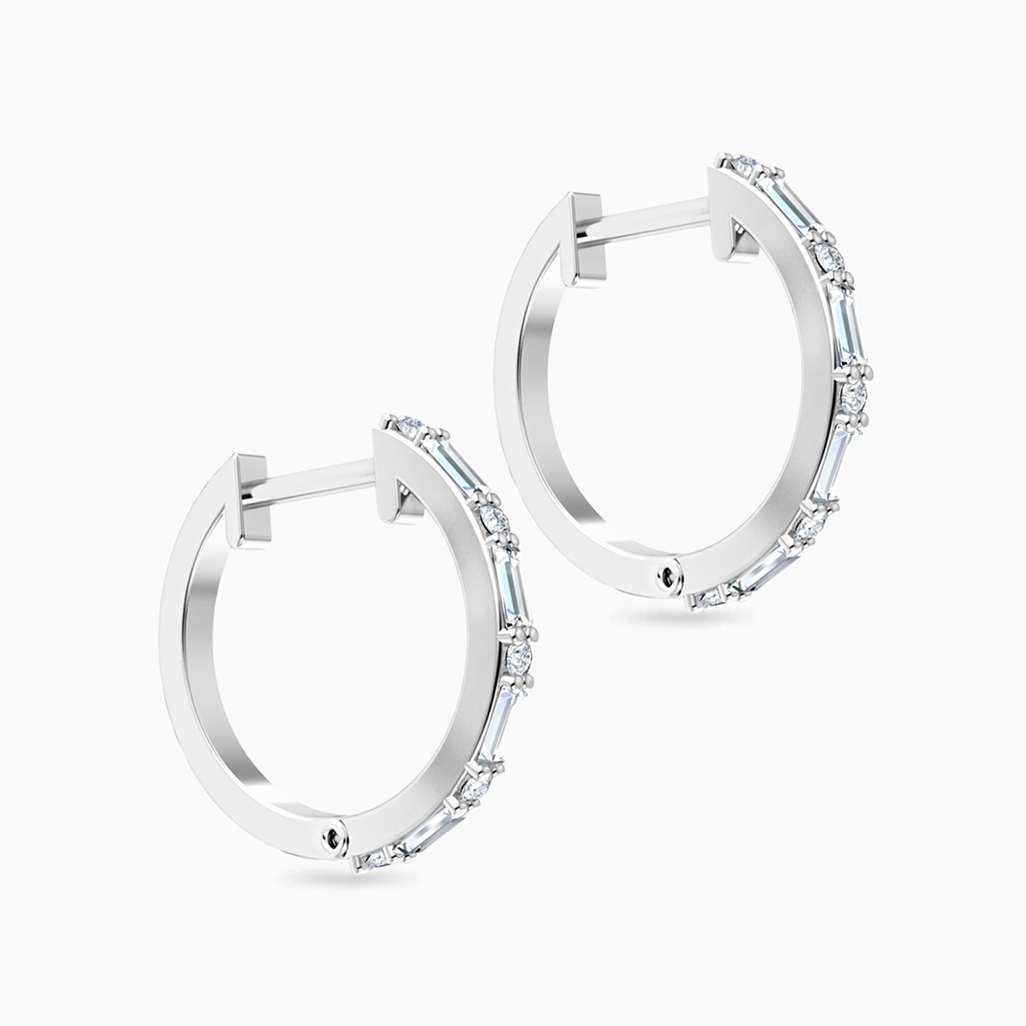 18K Gold Diamond Hoop Earrings - 2