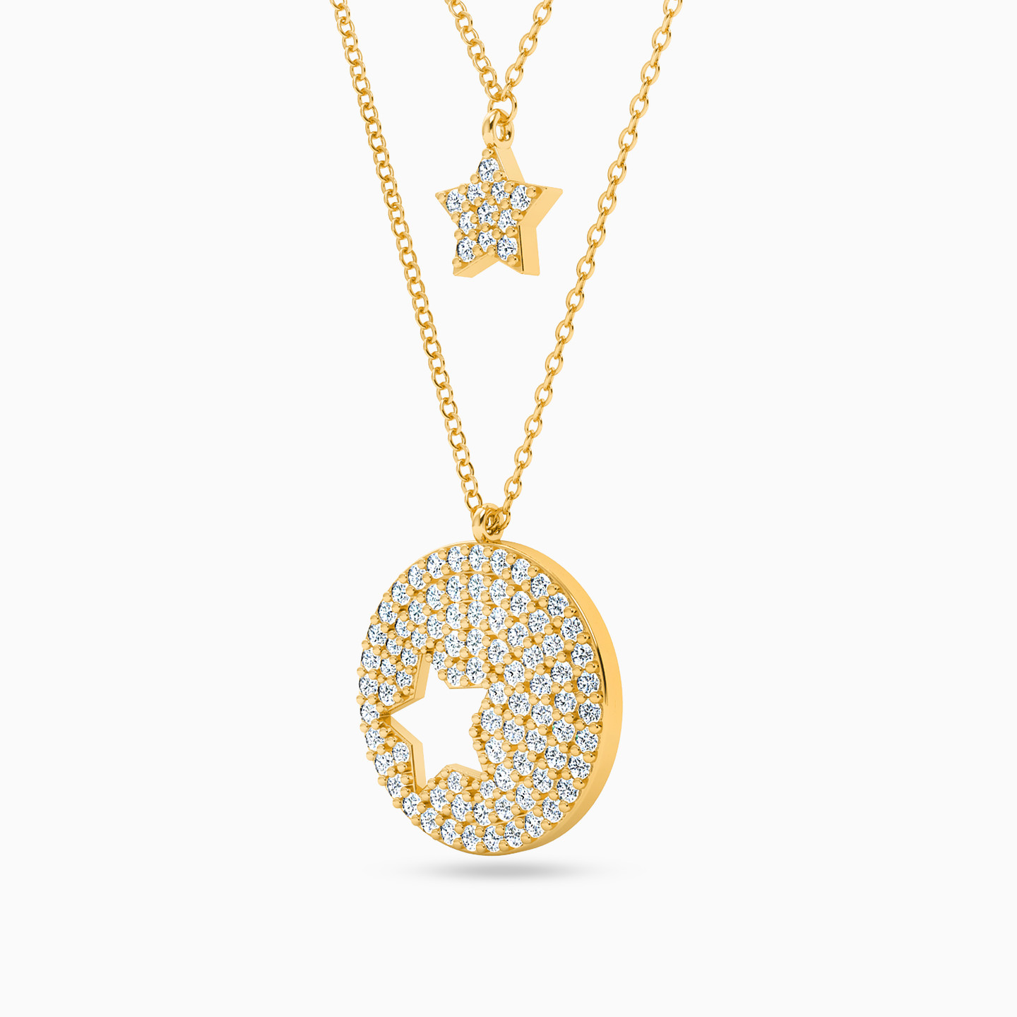 Star Cubic Zirconia Layered Necklace in 18K Gold - 2 Star Cubic Zirconia Layered Necklace in 18K Gold - 2