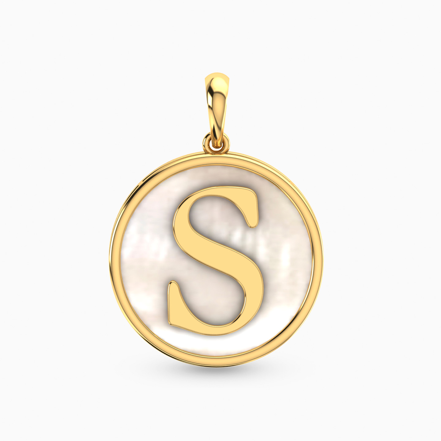 Letter S Pearl Pendant in 18K Gold Letter S Pearl Pendant in 18K Gold