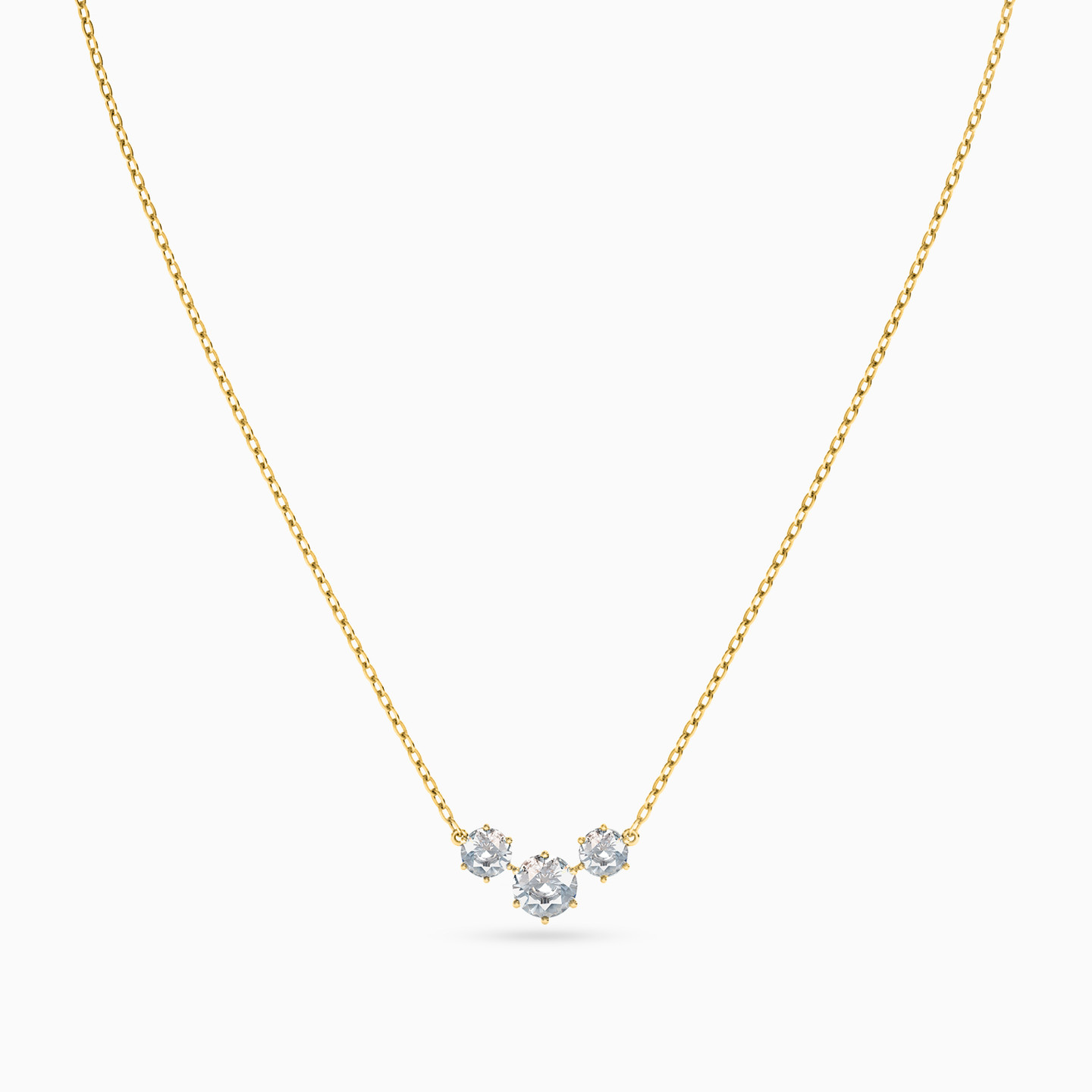 Circle Cubic Zirconia Necklace in 14K Gold - 3 Circle Cubic Zirconia Necklace in 14K Gold - 3