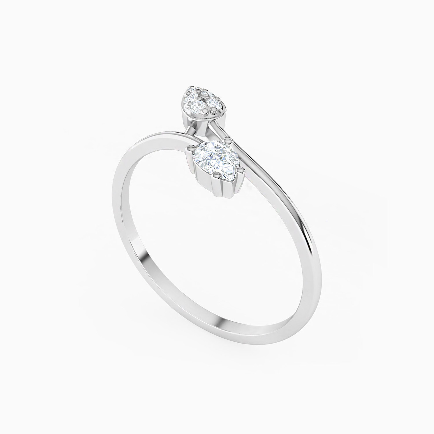 Pear Cubic Zirconia Two Headed Ring in 18K Gold - 2 Pear Cubic Zirconia Two Headed Ring in 18K Gold - 2